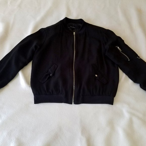 Zara Jackets & Blazers - 2xHP- ZARA Women's Small Black Crepe Bomber Jacket
